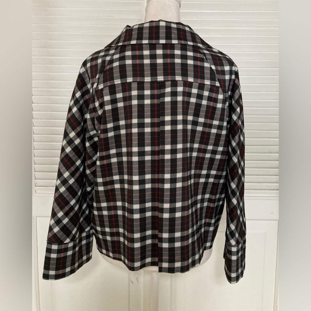 EUC John Paul Richard Black + Red & White Plaid Lightweight Jacket Size 14 - Picture 6 of 15